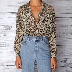Vince Camuto Leopard Print Blouse Y2K